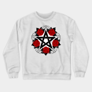 Pentagram with Red Roses Crewneck Sweatshirt